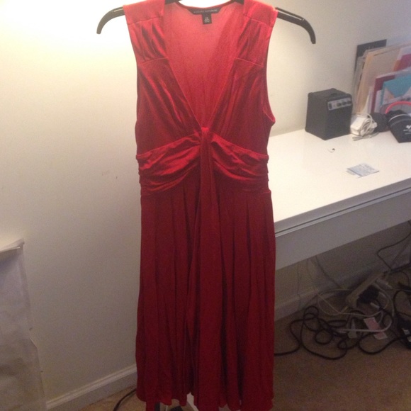 Red party dress.