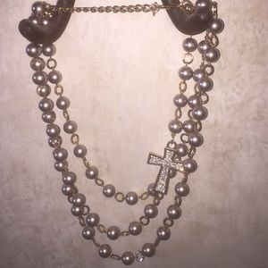 Lavender pearl 3 strand necklace