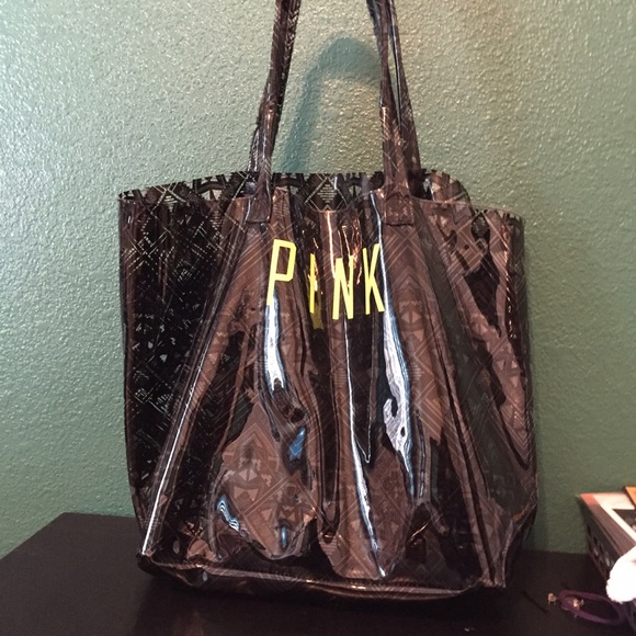 PINK plastic beach tote