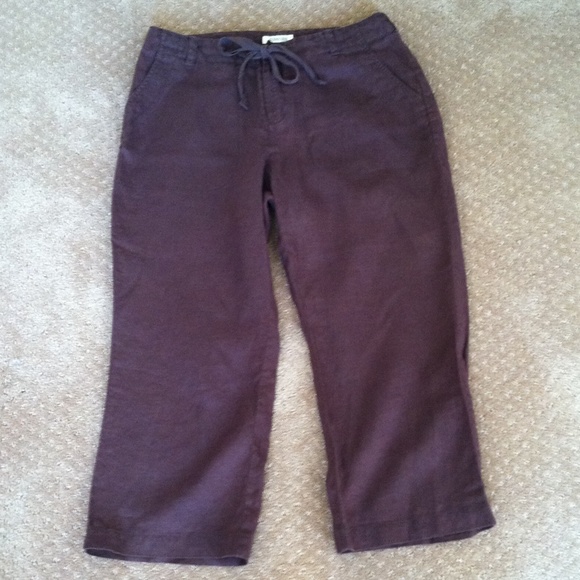 Chocolate Brown Petite Linen Crops