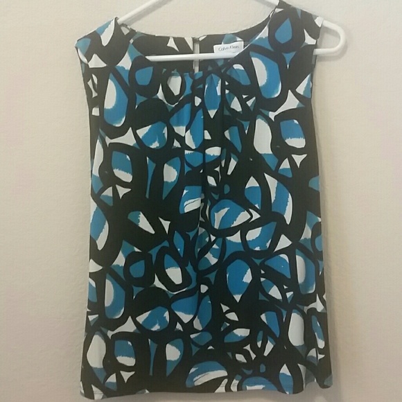 Calvin Klein blue geometric print tank