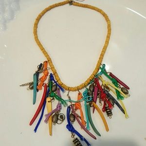 Acorn yellow beaded necklace