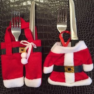 4 Christmas silverware decoration set of 4