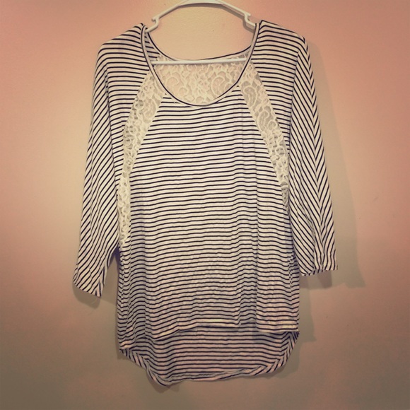 Black and cream lace top