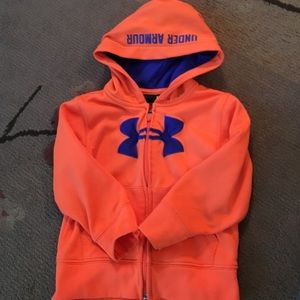 Orange/blue under armour zip up hoodie