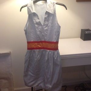 Silver satin party dress