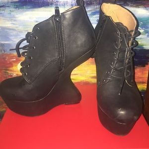 Vegan cutout platform wedges