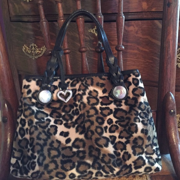 Brighton leather and leopard print purse
