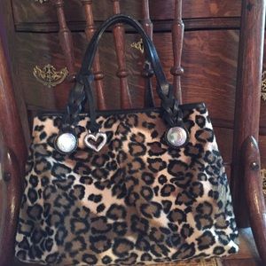 Brighton leather and leopard print purse