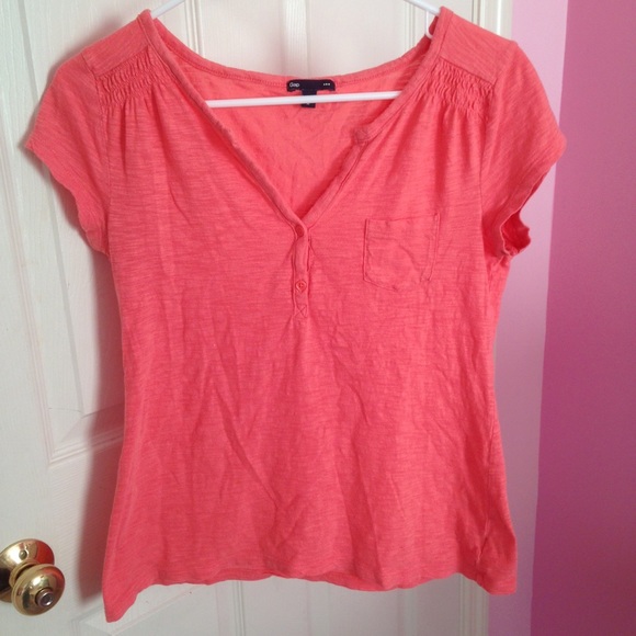 Coral button down tee shirt from Gap