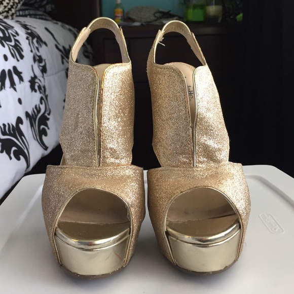 Gold Glitter Heels
