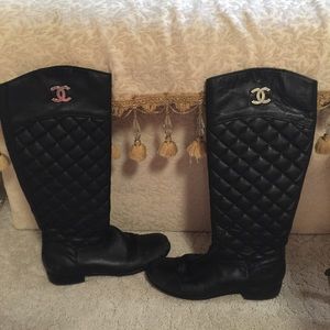 Corso como Chanel quilted boots black 5 1/2