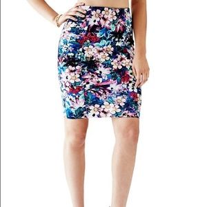 Guess high-rise scuba knit floral print skirt