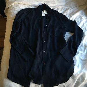 J.crew classic silk blouse size 12 navy