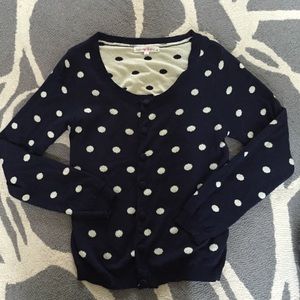 Navy and cream polka dot cardi - never worn!