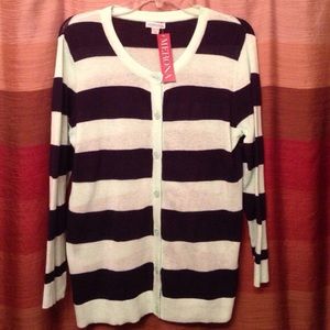 NWT Merona 3/4 sleeve striped cardigan, sz XL