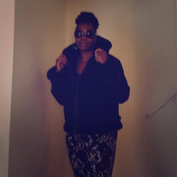 Blk suede coat/ w hood