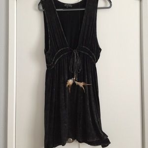POL sleeveless Dress with feather accents.