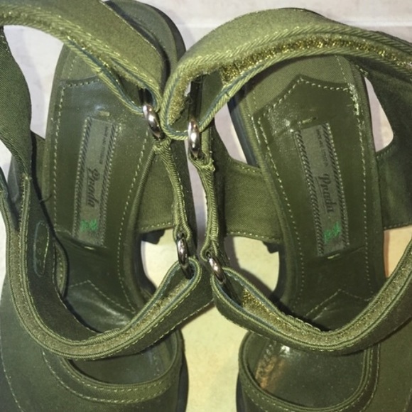 Prada Army Green Sandal Pump 36.5 6 1/2 - Picture 3 of 4