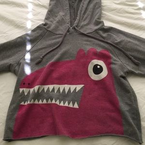 Forever 21 crop sweater with pink dinosaur