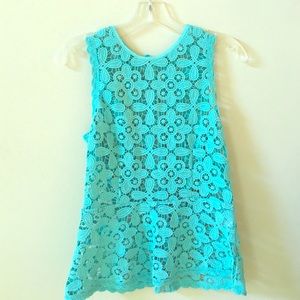 Intermix Zipper Back Floral Lace Peplum Top