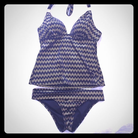 Victoria's Secret Tankini bathing suit gold/black