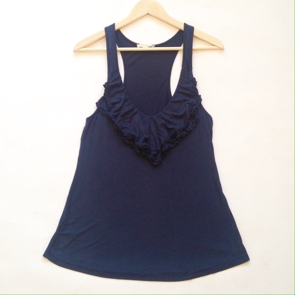 Navy Blue Ruffled Tank