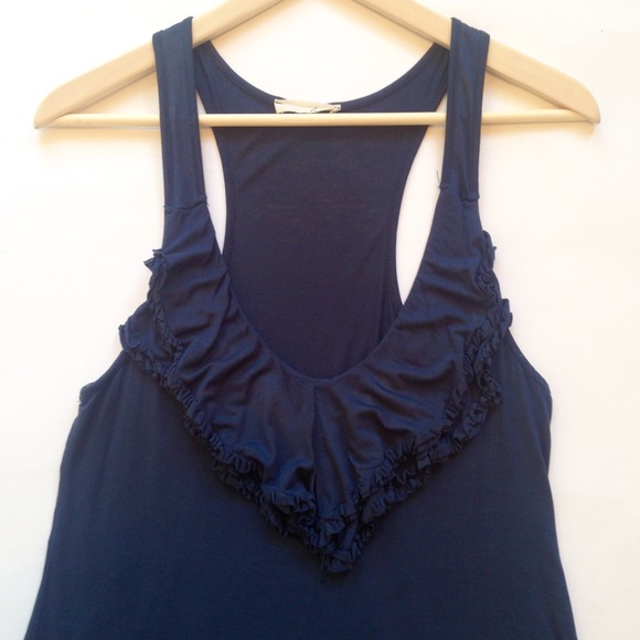 Navy Blue Ruffled Tank - Picture 2 of 4