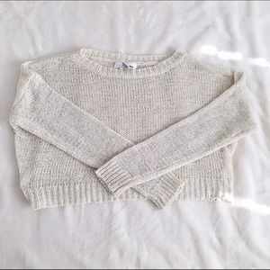 Creme White Cropped Sweater!