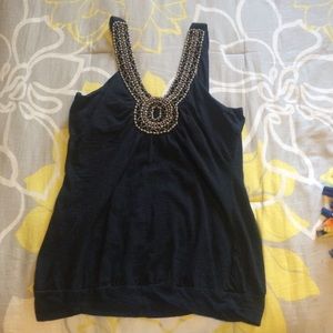 Maurices black tank with wood beading