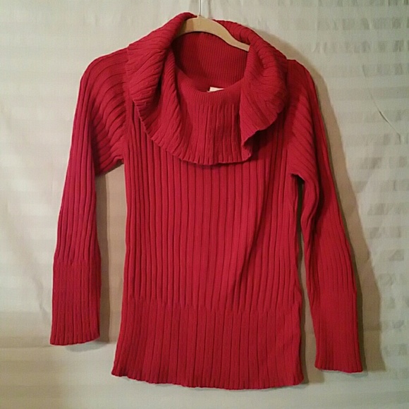 Cowl neck red sweater