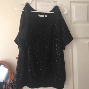 Black sequin party top