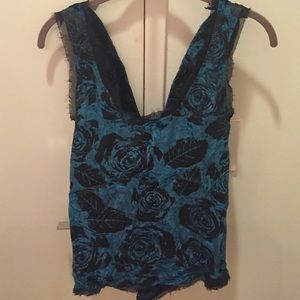 Winter Kate black and blue crushed velvet shirt