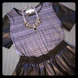 Vegan Leather Sleeve Tee. Size Large