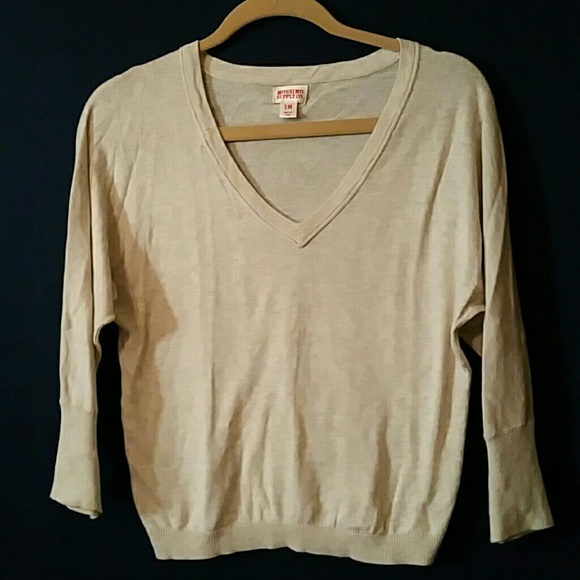 Wheat colored V-neck sweater