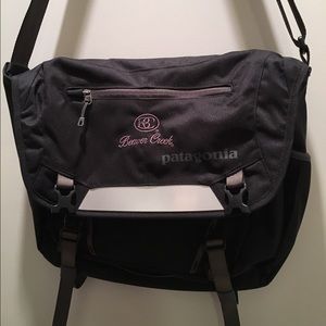 Patagonia black messenger bag.