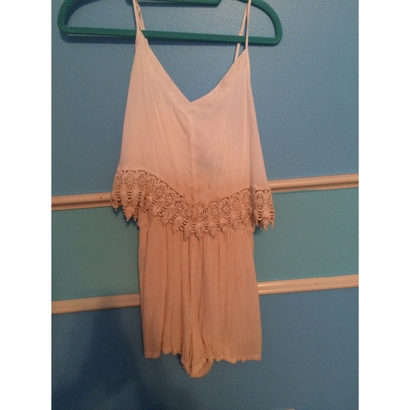 white and tan romper
