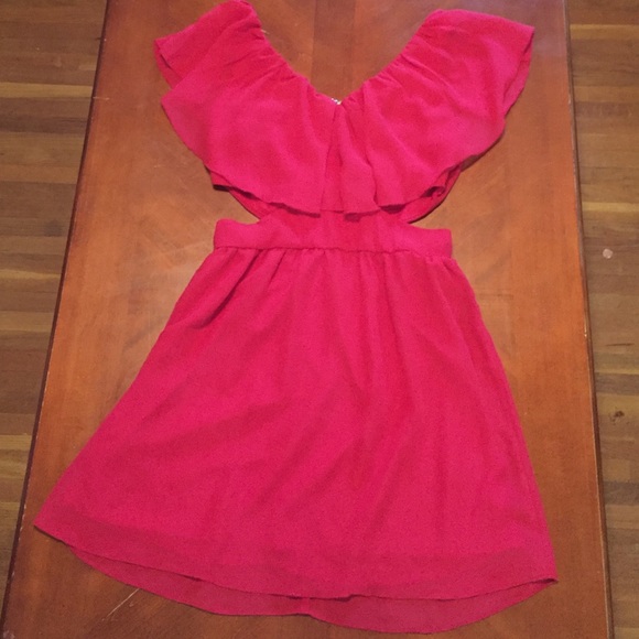 Red open sided dress