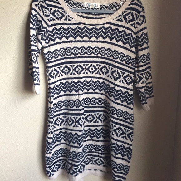 Blue & tan sweater dress