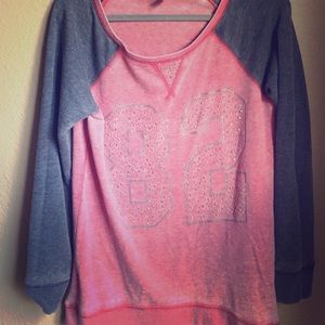 Red & gray tunic sweater