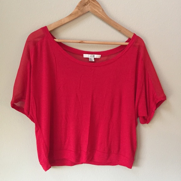 Sheer Panel Shirt Sleeve Firecracker Tee - Picture 3 of 3