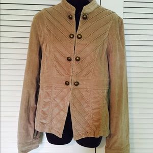 Tan Corduroy Military-Style Jacket