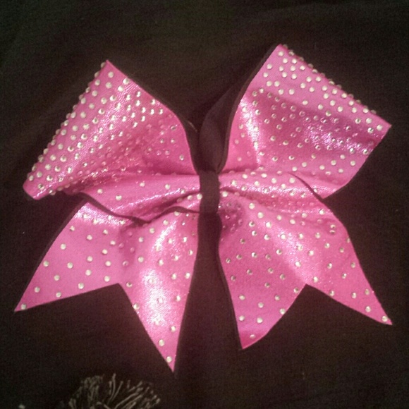 Pink shimmer rhinestone cheer bow