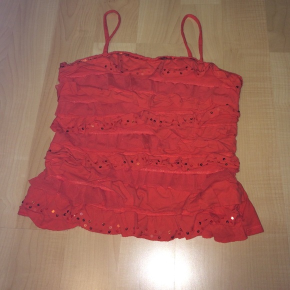 Orange Ruffle Tank Top