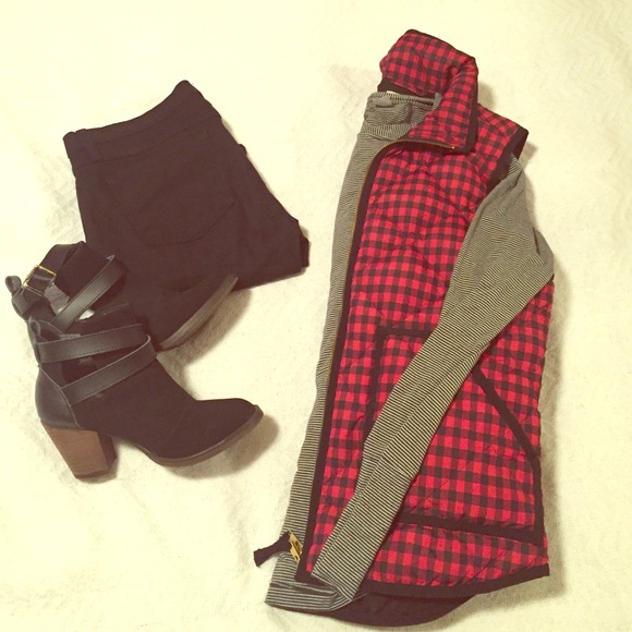 Buffalo plaid/small check J Crew vest