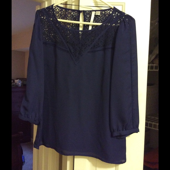Lauren Conrad Navy Blue blouse with lace
