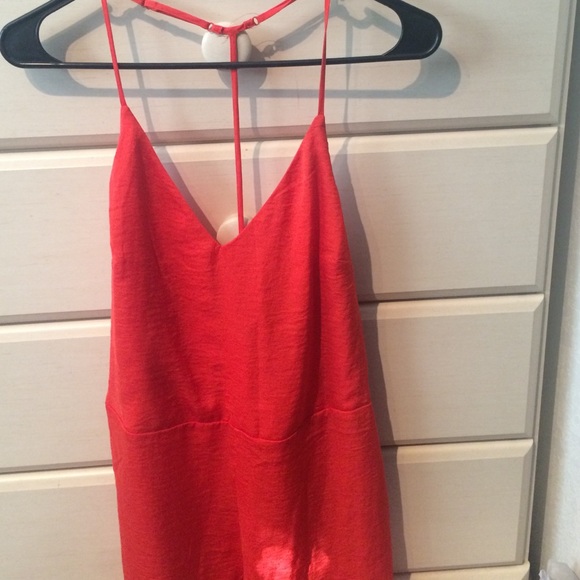 Orange satin romper