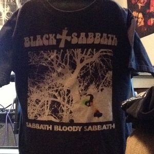 Black sabbath black and white tee shirt