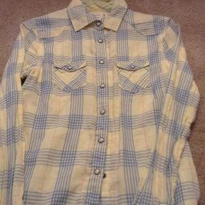 American Eagle snap plaid shirt.