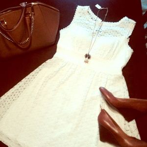 White Eyelet Dress-Size 10 like new